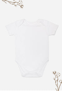 100% Organic Cotton Short Sleeve Baby Bodysuit - Classic White