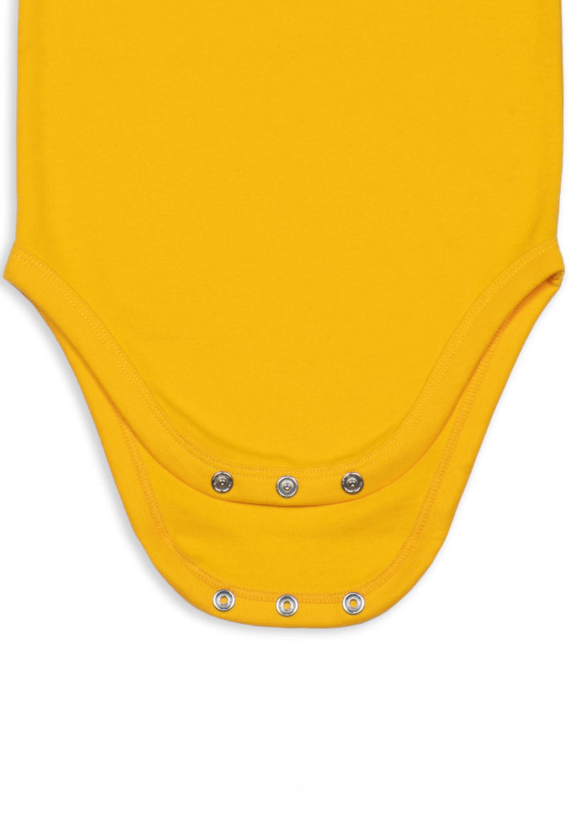 100% Organic Cotton Short Sleeve Baby Bodysuit - Yellow Kangaroo