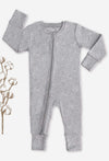 2-Way Zip Baby Sleepsuit with Foldable Mitts - 100% Organic Cotton - Grey Melange