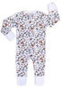 2-Way Zip Baby Onesie with Foldable Mitts - 100% Organic Cotton
