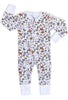 2-Way Zip Baby Onesie with Foldable Mitts - 100% Organic Cotton