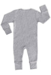100% Organic Cotton 2-Way Zip Baby Sleepsuit with Foldable Mitts - Grey Melange