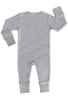 100% Organic Cotton 2-Way Zip Baby Sleepsuit with Foldable Mitts - Grey Melange