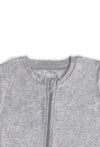 100% Organic Cotton 2-Way Zip Baby Sleepsuit with Foldable Mitts - Grey Melange
