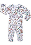 Baby Snap Button Sleepsuit with Booties - 100% Organic Cotton - Native Aussie Animals