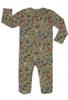 Baby Snap Button Sleepsuit with Booties - 100% Organic Cotton - Khaki Native Aussie Animals