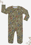 Baby Snap Button Sleepsuit with Booties - 100% Organic Cotton