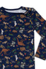 Baby Snap Button Sleepsuit with Booties - 100% Organic Cotton - Navy Native Aussie Animals