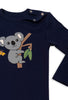 Baby Snap Button Sleepsuit with Booties - 100% Organic Cotton - Navy Koala