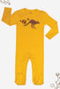 Baby Snap Button Sleepsuit with Booties - 100% Organic Cotton - Yellow Kangaroo