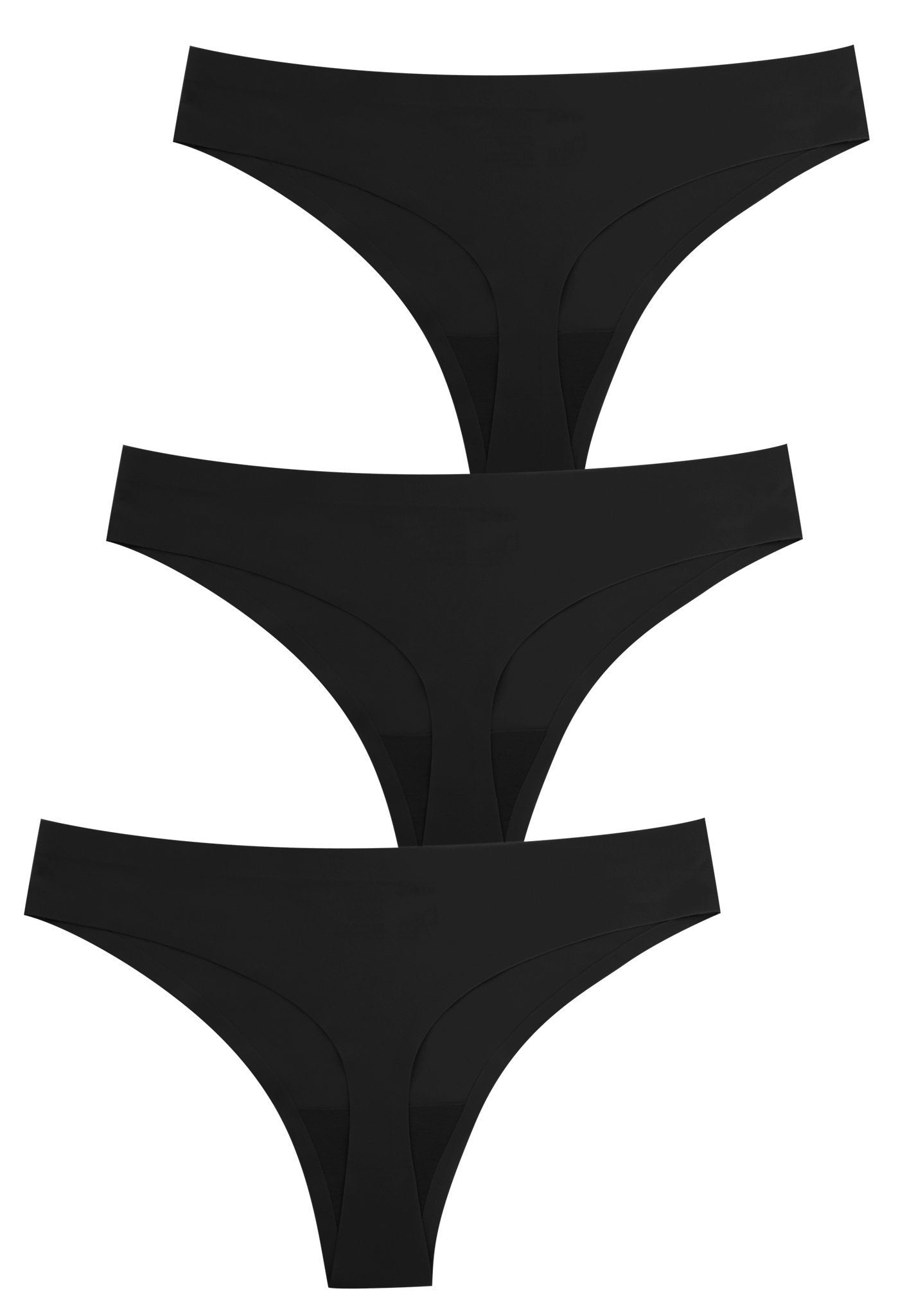 3 Pack White Black and Tan Stripe Seamless Thongs