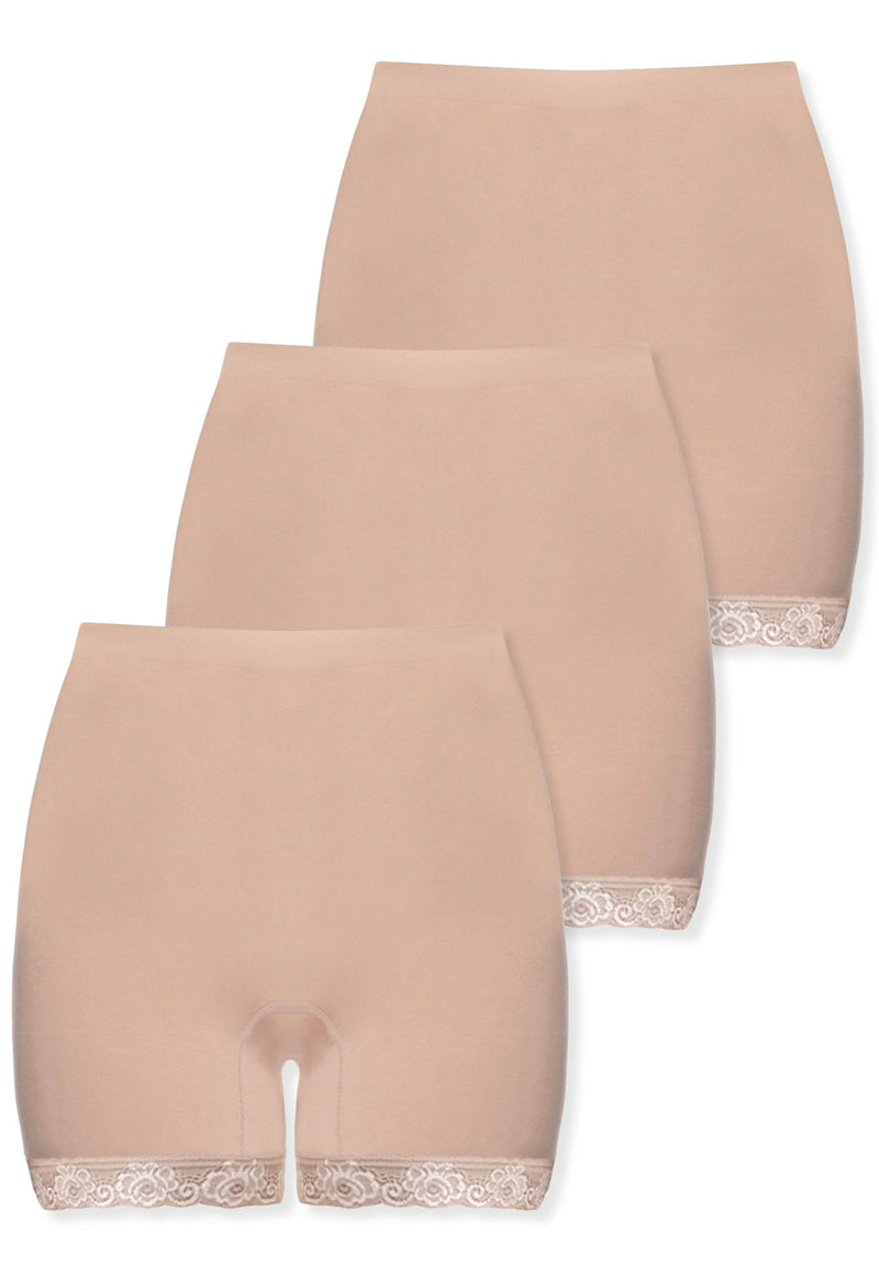 Curvy Anti Chafing High Rise Petite Cotton Shorts - 3 Pack