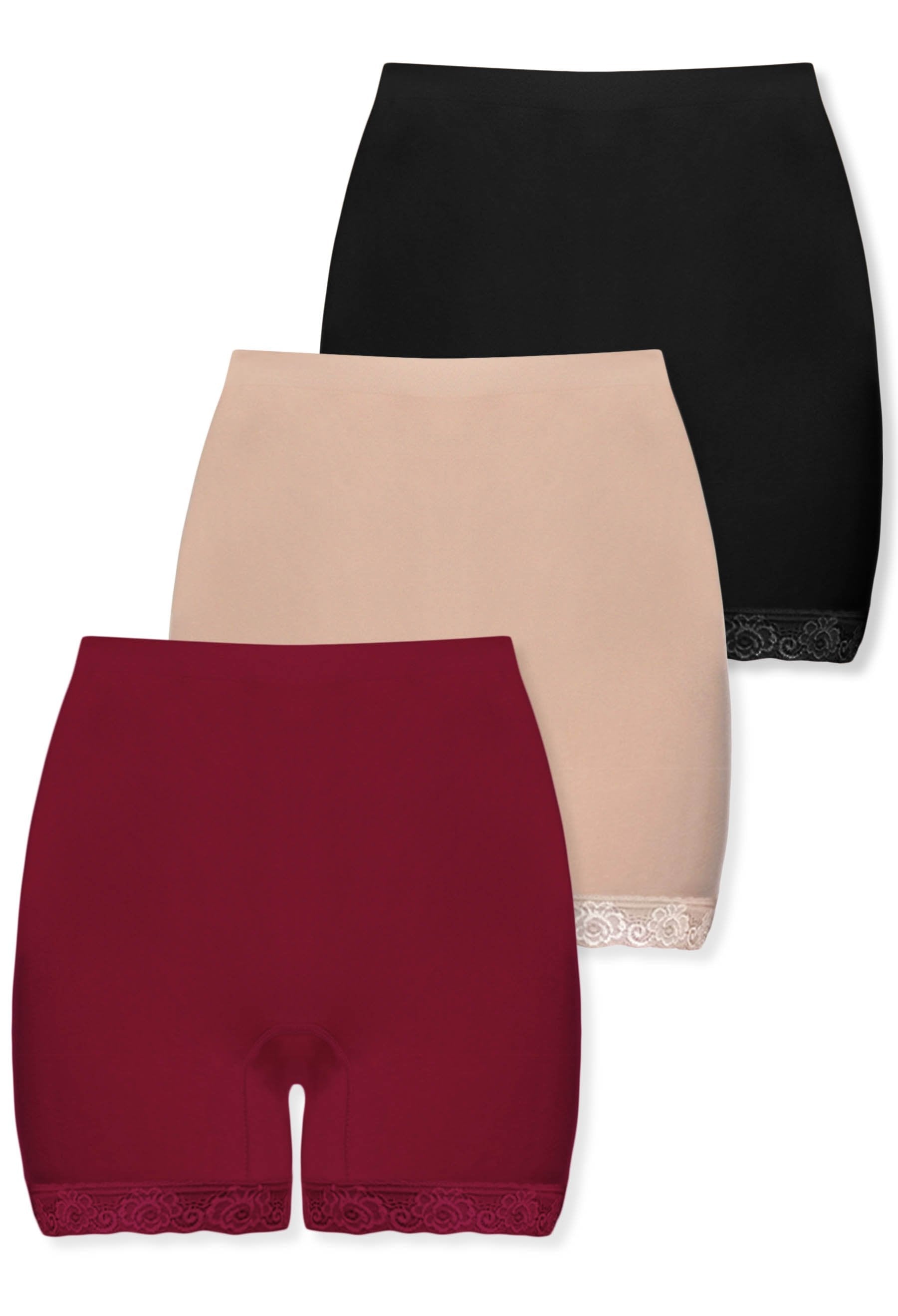 Plus Size Anti Chafing High Rise Petite Cotton Shorts - 3 Pack