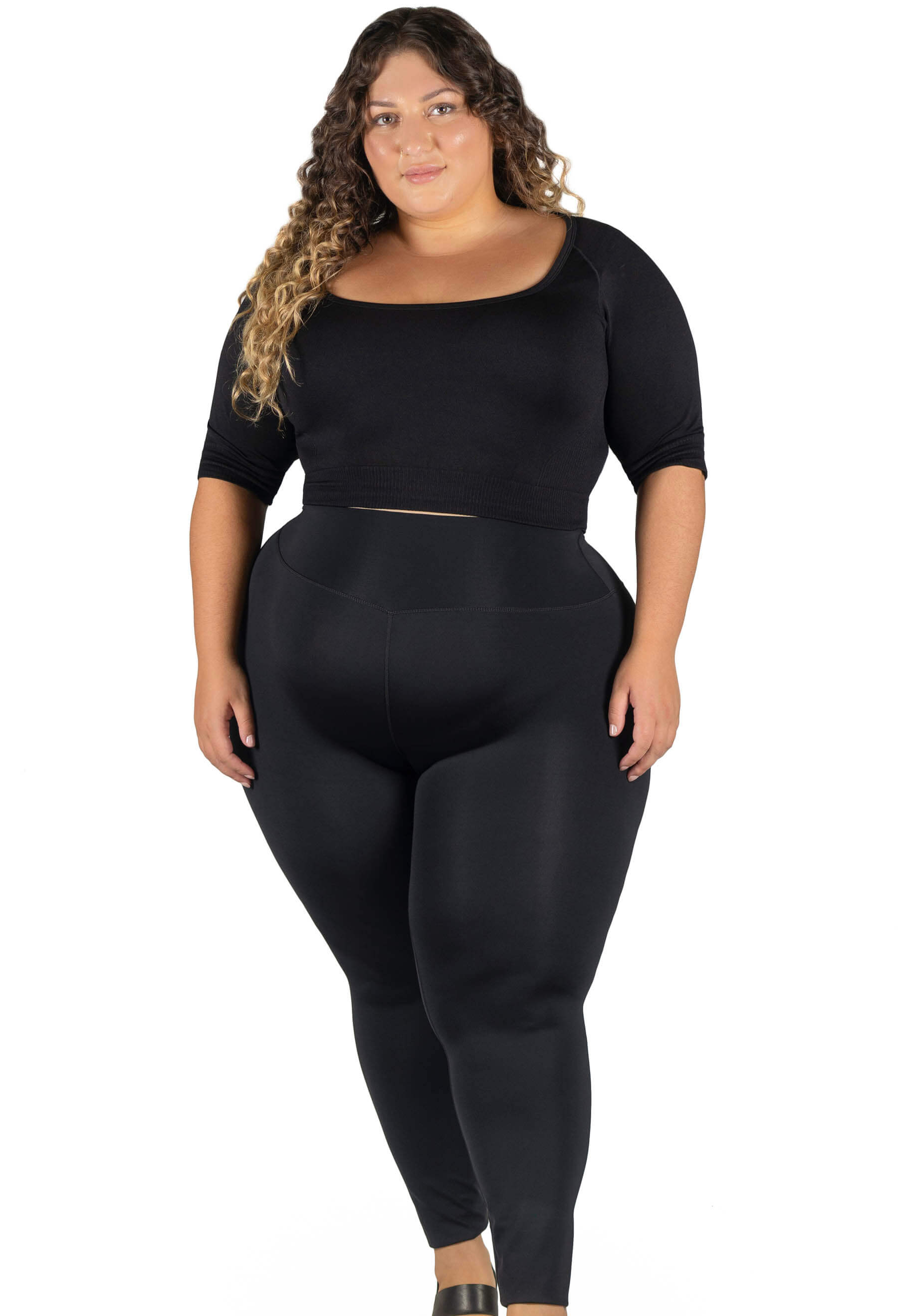 Plus Size High Waisted Sleek Gym Leggings (Lint & Pet Hair Resistant)