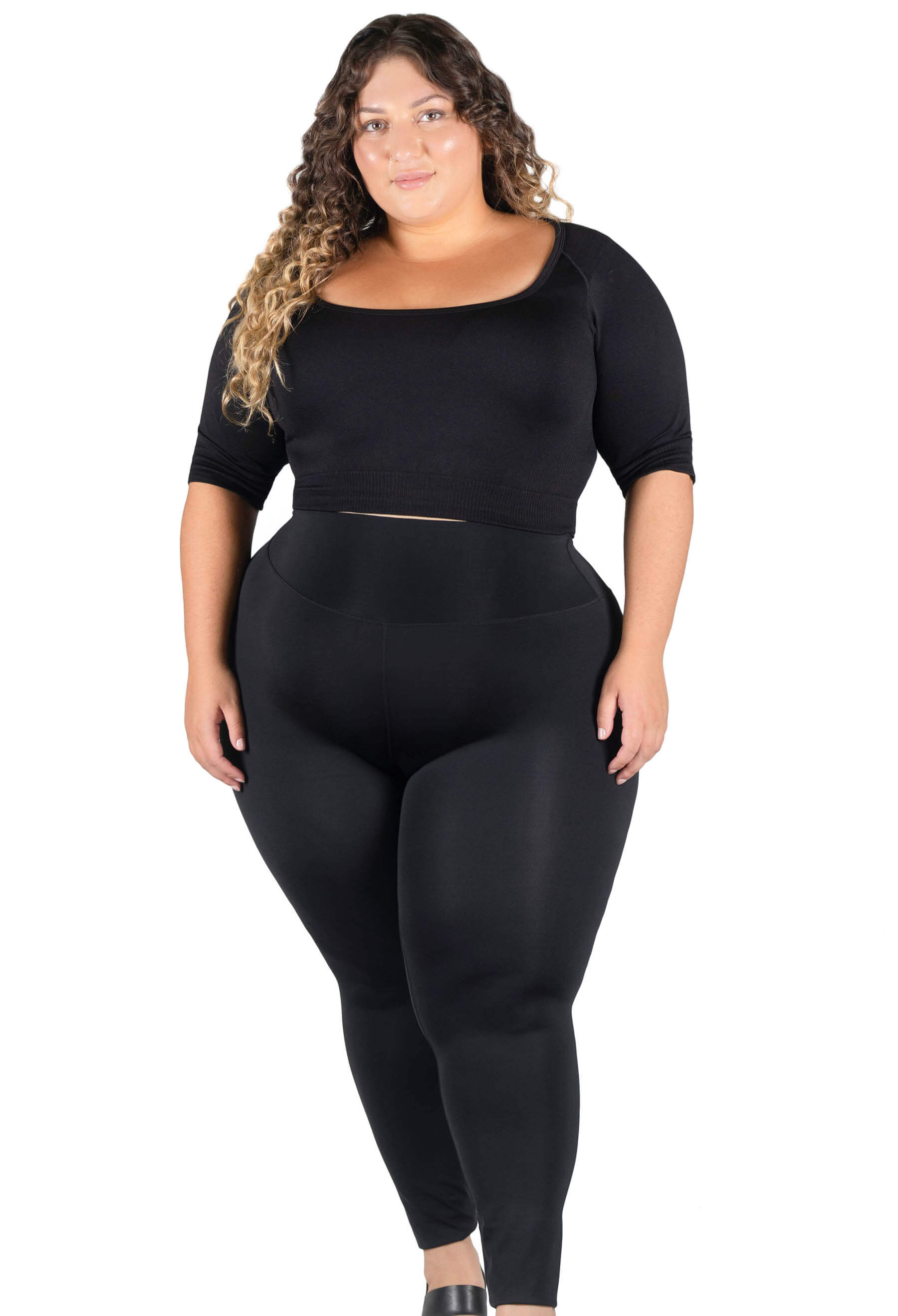 Plus Size Ponte Pull On Pant Black Petite Length