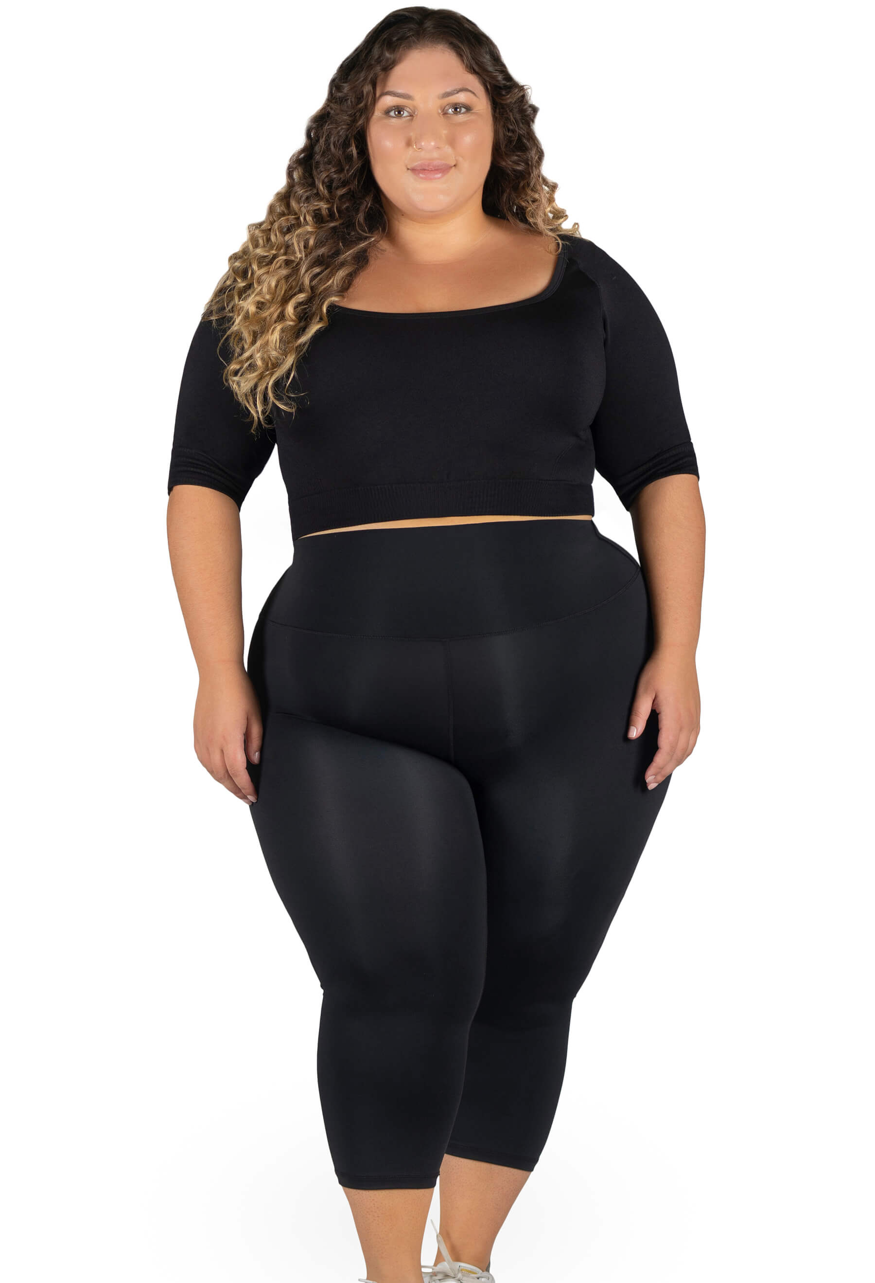 Women's Plus Size Capri Pants High Waisted Cutout Workout Leggings