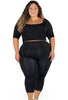 Plus Size High Waisted 3/4 Capri Gym Leggings (Lint & Pet Hair Resistant)