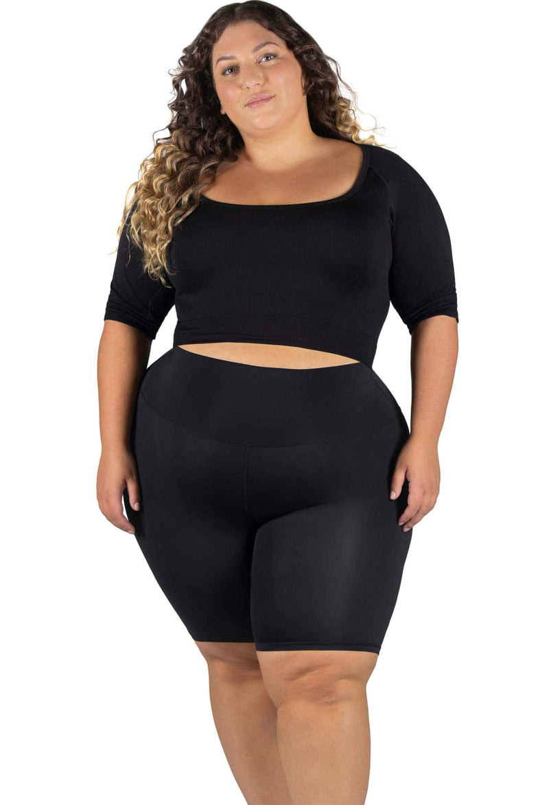 Plus Size High Waisted Long Biker Shorts (Lint & Pet Hair Resistant)