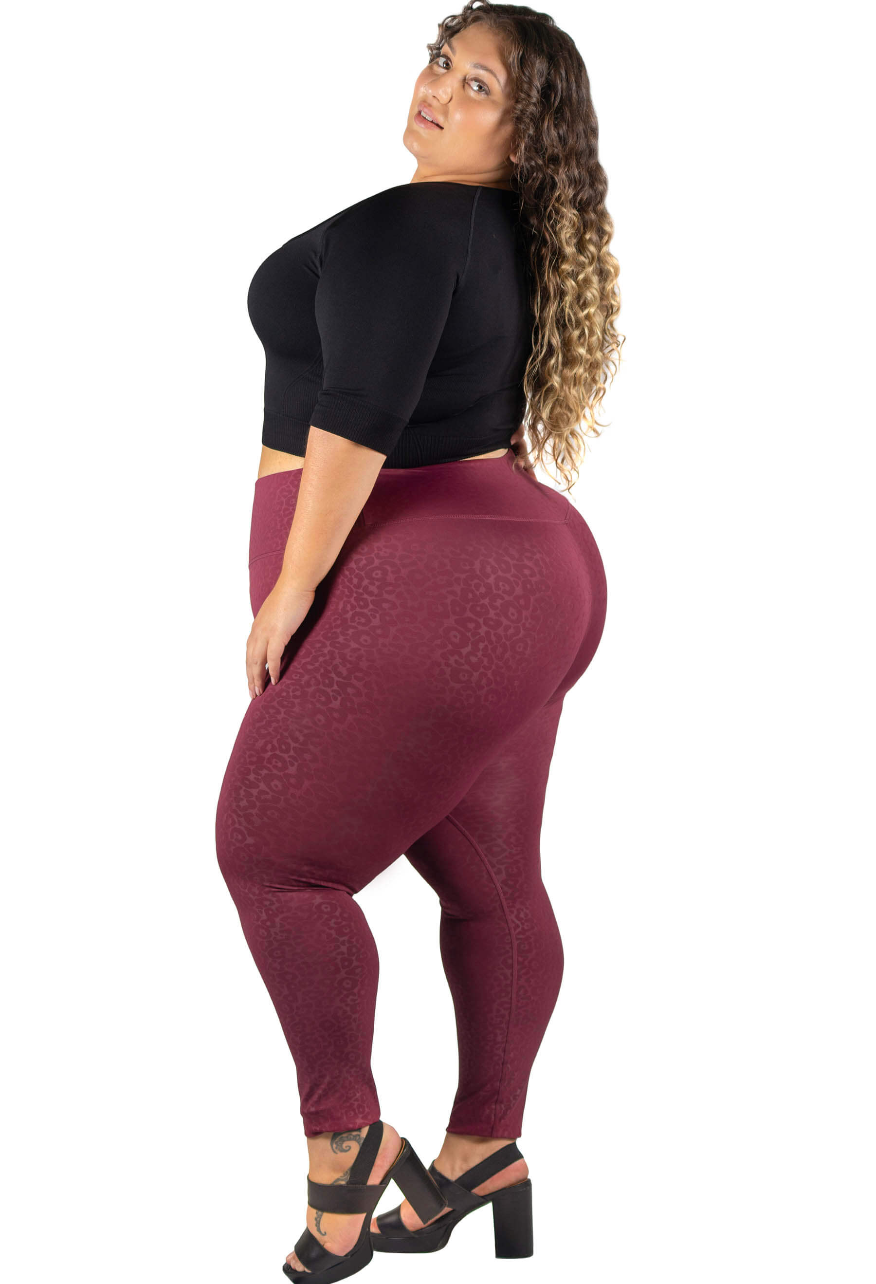 Plus Size High Waisted Leopard Print Leggings