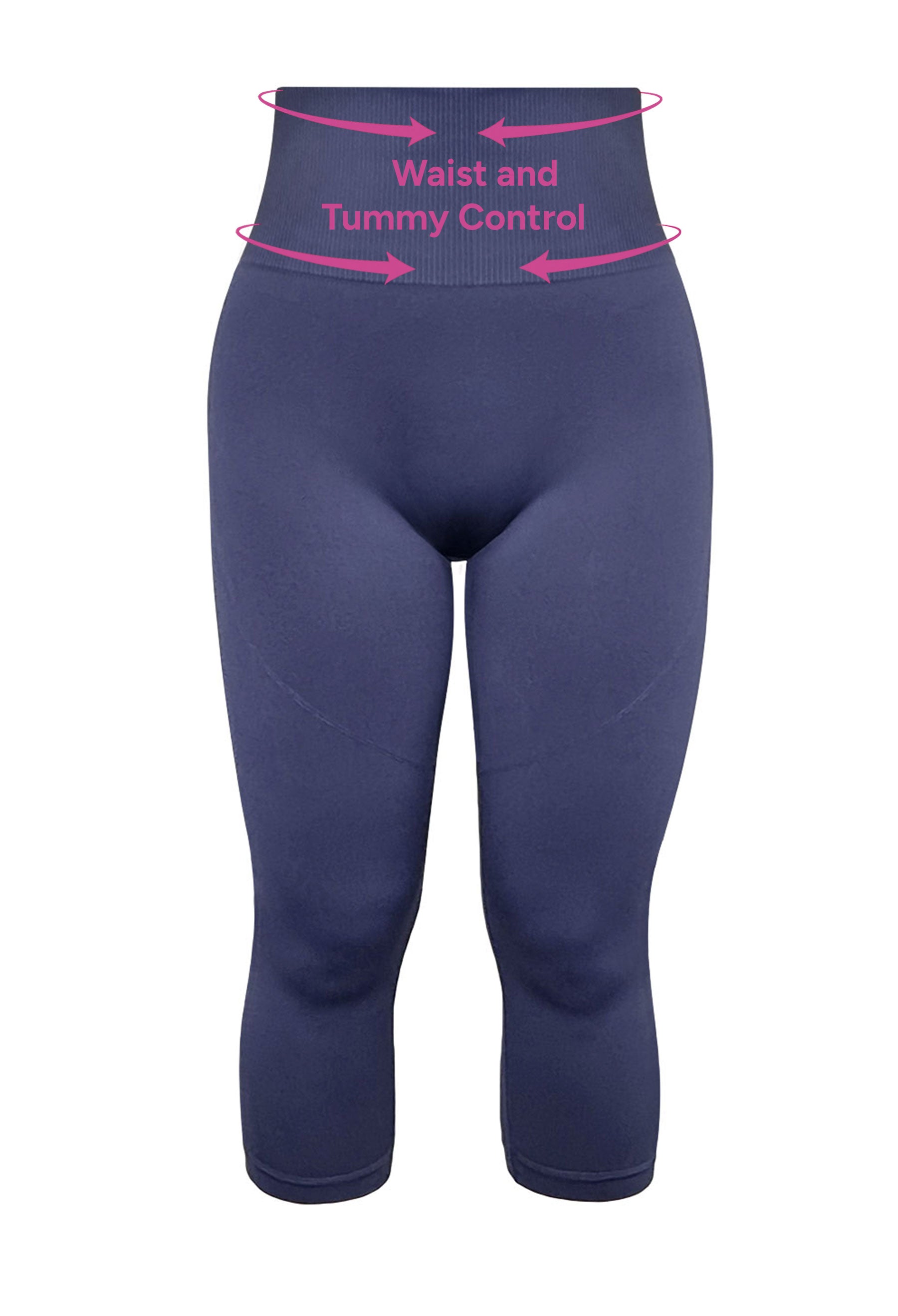 Lady Seamless Capri Leggings w/ High Wast Pants Tummy Control