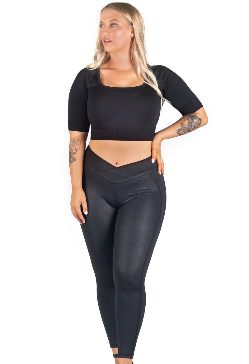 Seamless Square Neck Short Sleeve Crop Top