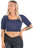 Square Neck Short Sleeve Crop Top and Seamless High Waist Full Length Leggings