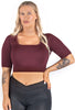 Square Neck Short Sleeve Crop Top and Seamless High Waist Full Length Leggings