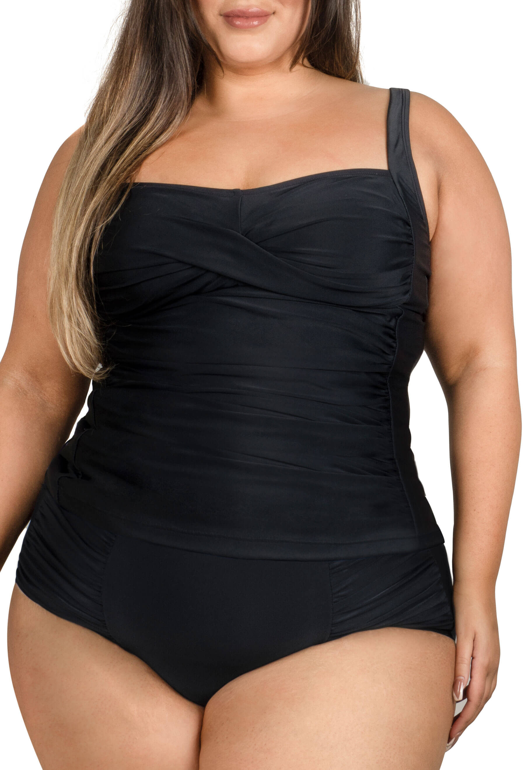 Plus Size Brief and Tankini Swimsuit Set, SWIMWEAR