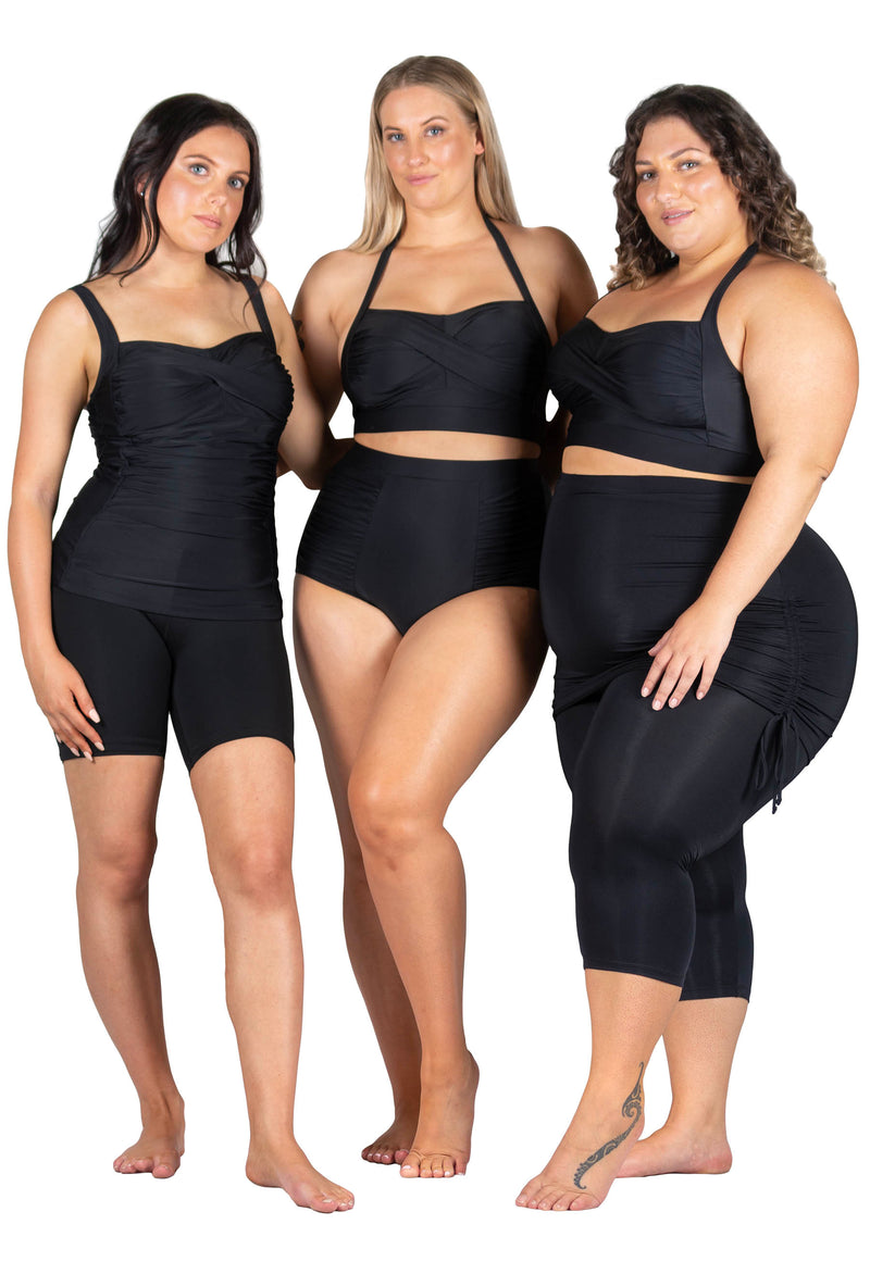 Anti Chafing Swim Tights and Ruched Bikini Set