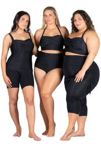 One-Piece Black Swimsuit with Ruched Bust