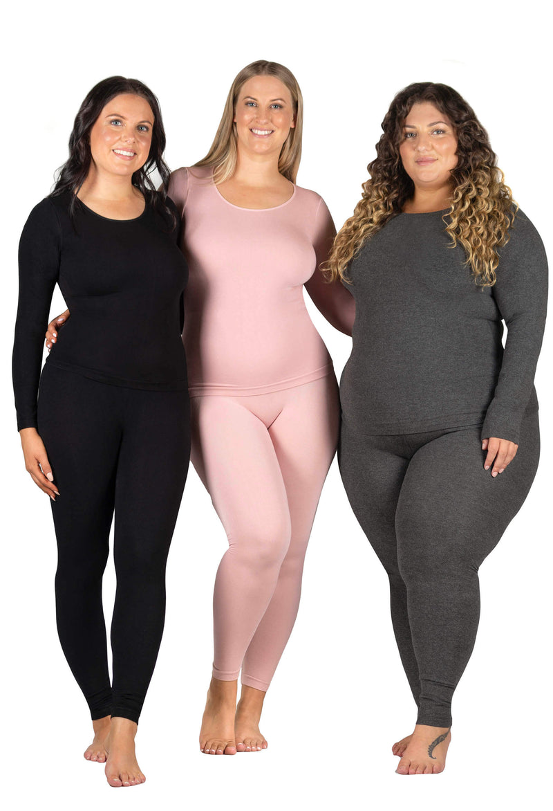 Seamless Long Sleeve Thermal Top Leggings Set Warm Winter