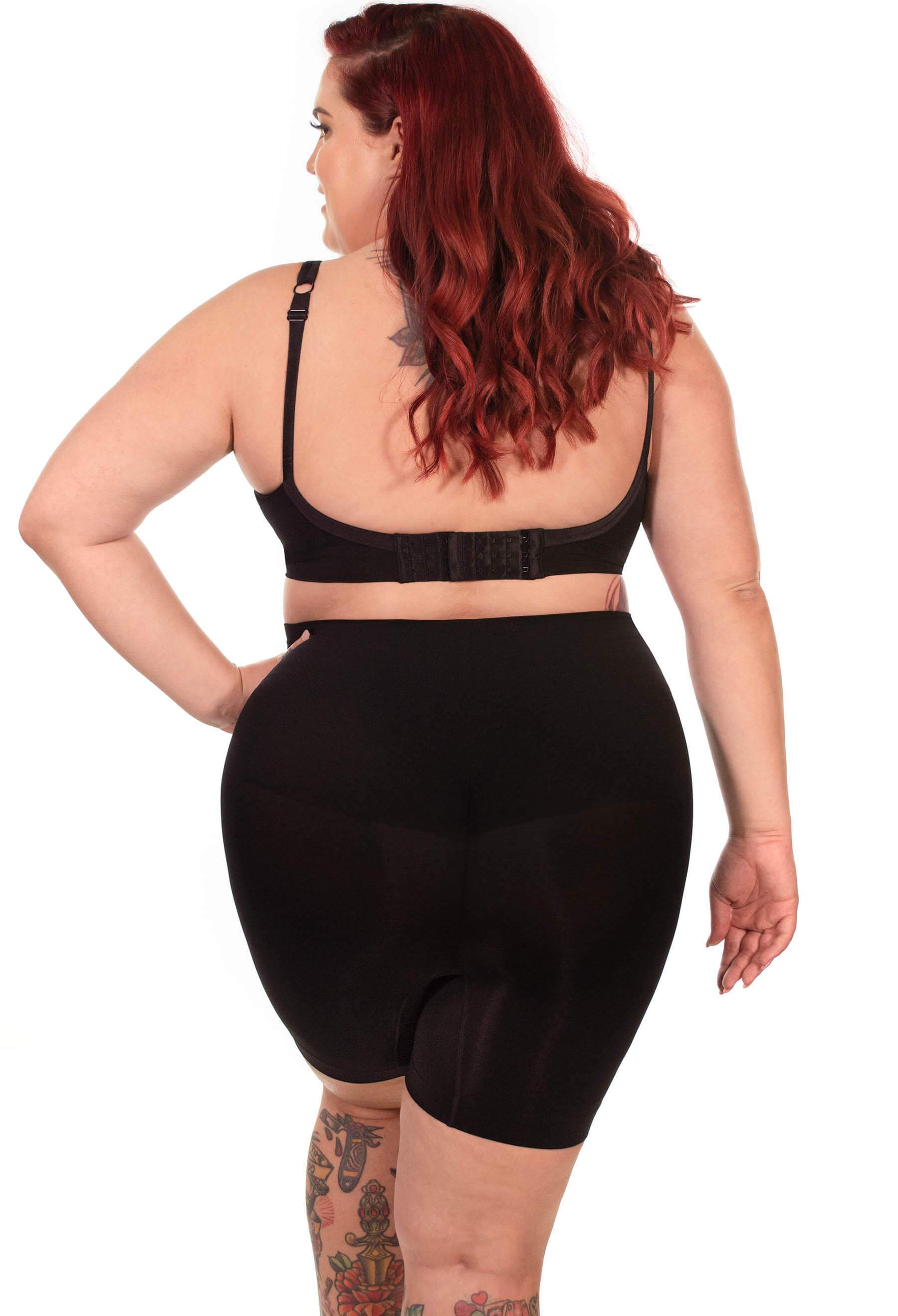 seamless black neutral shaper shorts that minimises a muffin top because of super high waist band