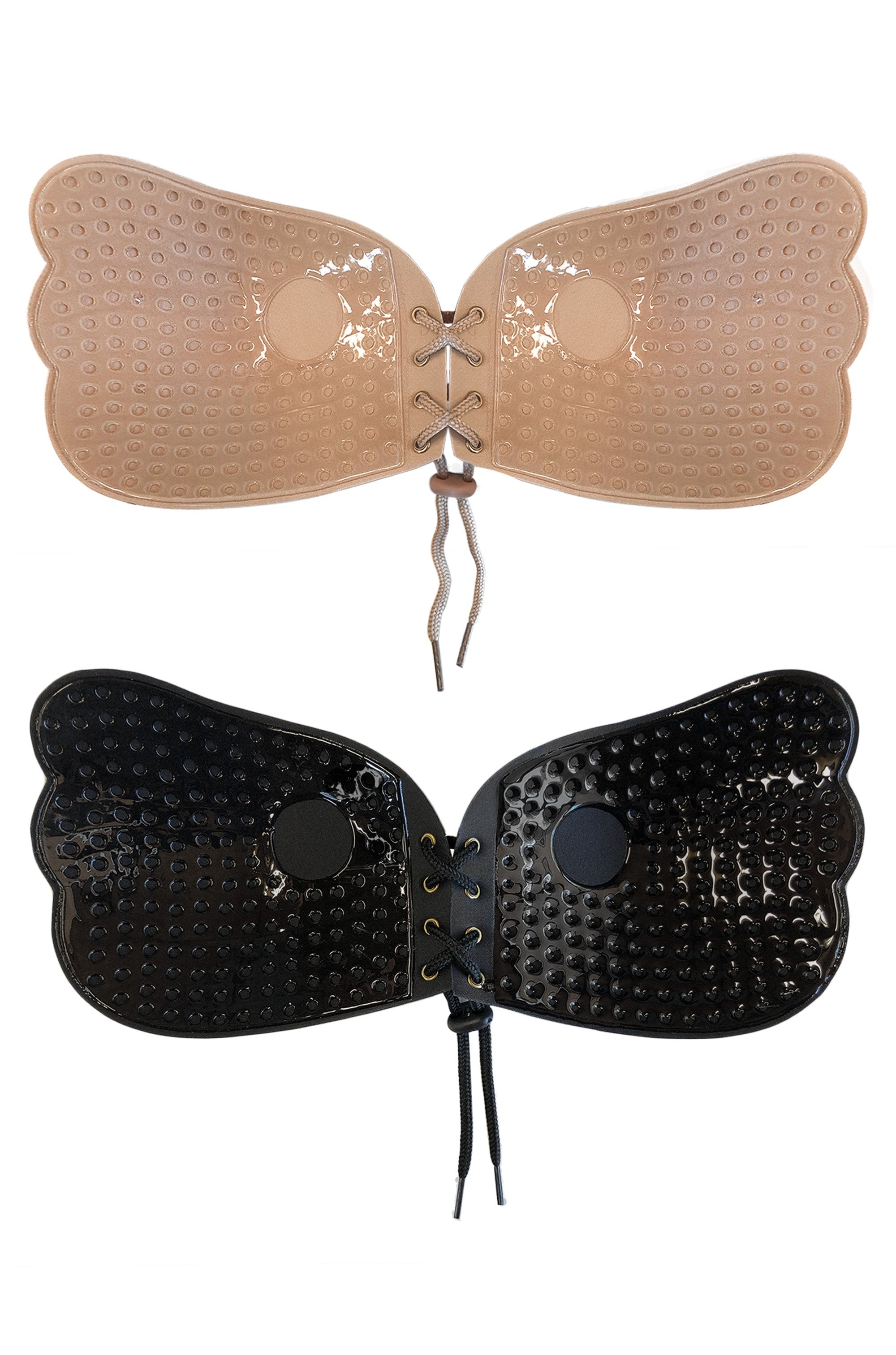 Push Up Stick On Bra with Laces in Black