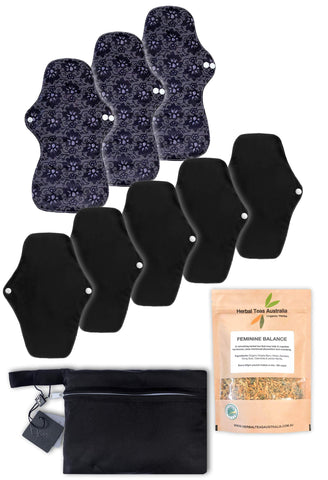 Day & Night Reusable Stay-Dry Pads + Hormone Balancing Tea Set