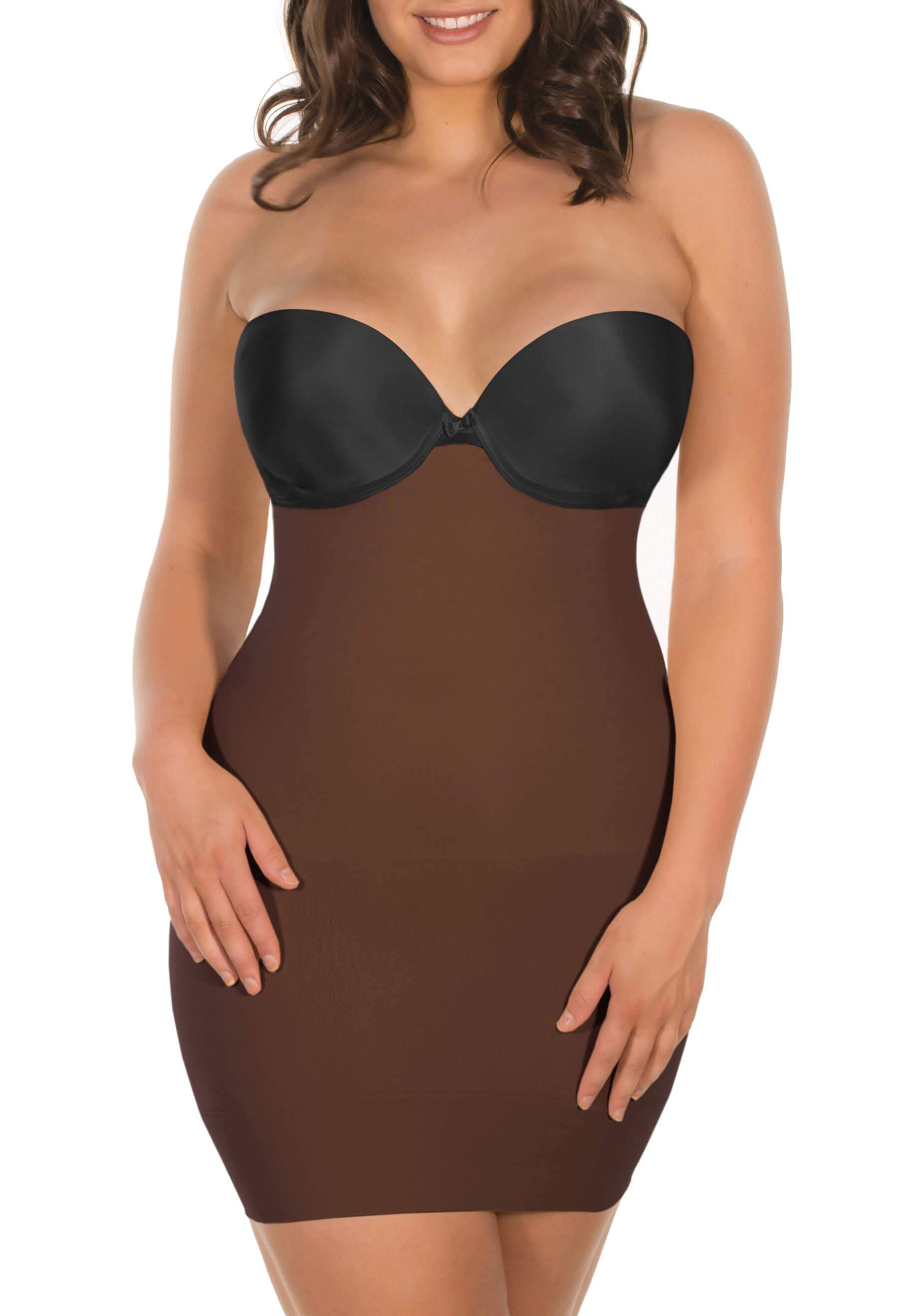 Plus Size Nude Seamless Control Underbra Slip Dress