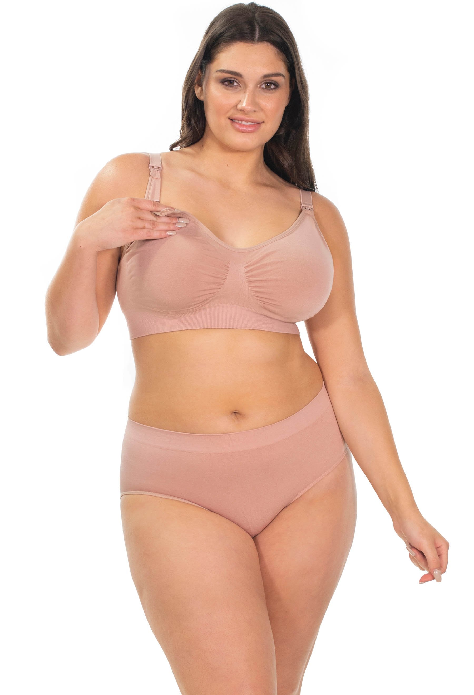 Nude Nursing Bra with click opening in Organically grown bamboo