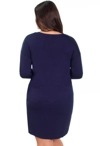 Bamboo Long Sleeve Relaxed Fit Dress - Navy