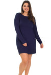 Bamboo Long Sleeve Relaxed Fit Dress - Navy