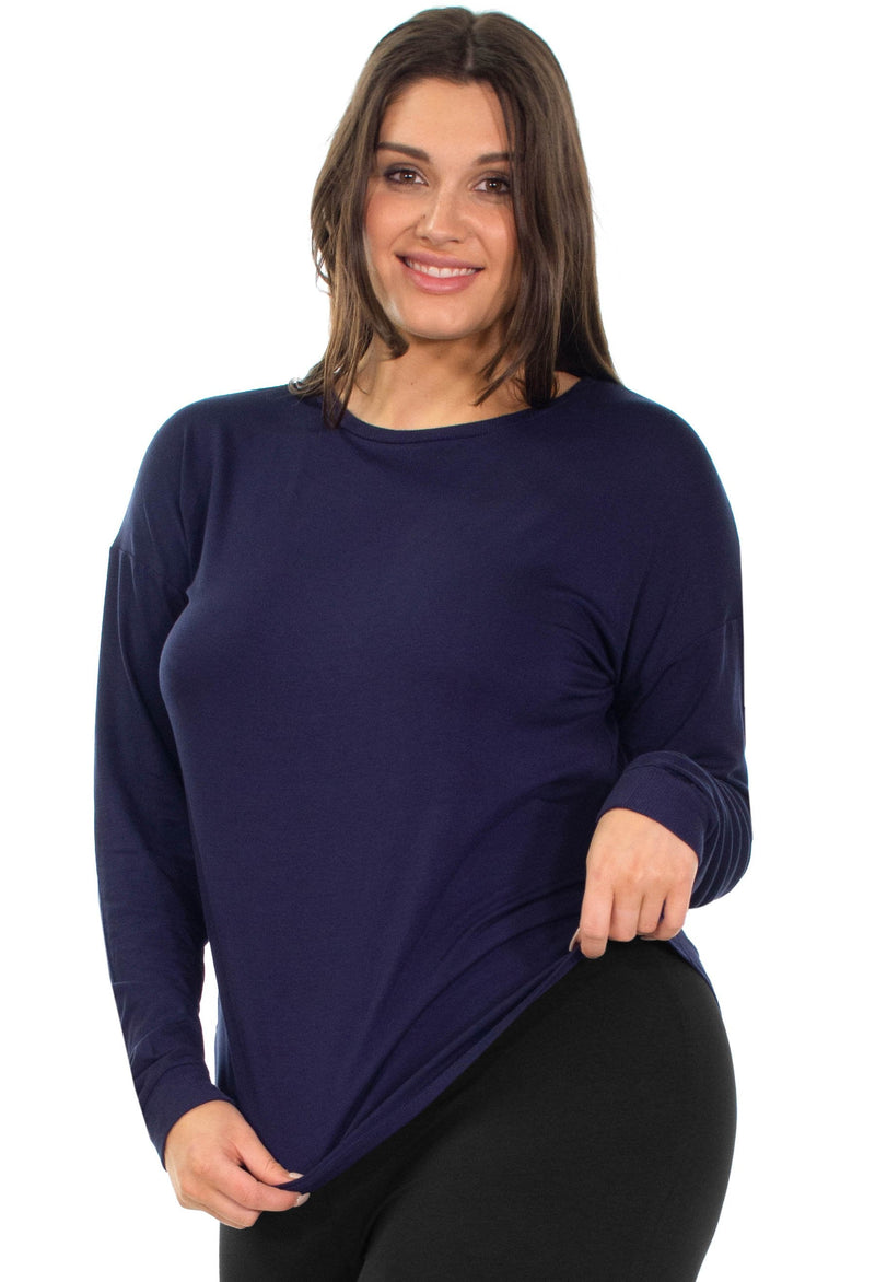 Bamboo Long Sleeve Relaxed Fit Tee - 2 Pack Black