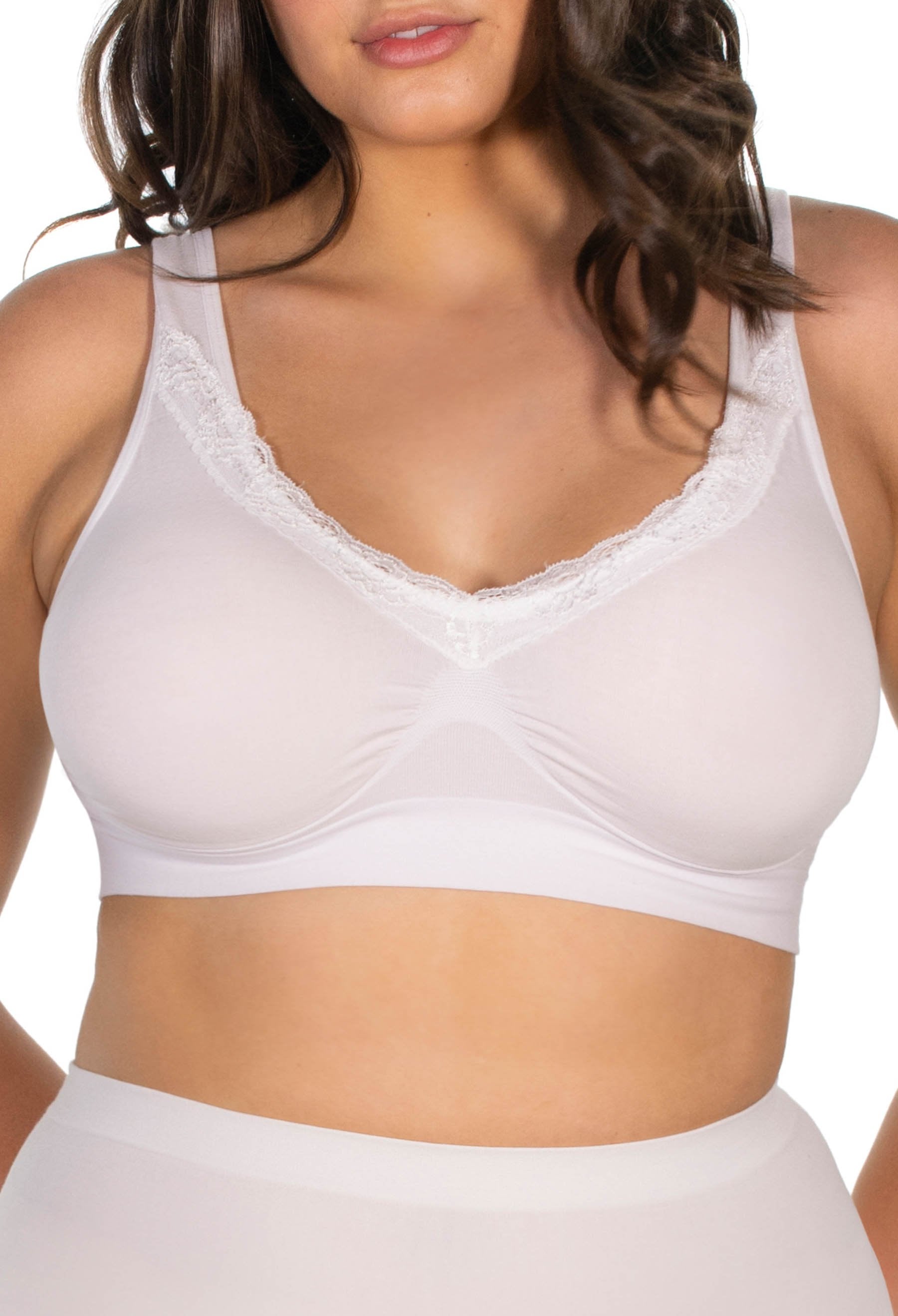 Cotton Lace Sleep Bra, Fits Up to Cup E