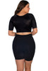 black shapewear top smooths upper back removes bulges and unflattering bumps wears invisible under clothing semi-lustrous stretch satin fabric