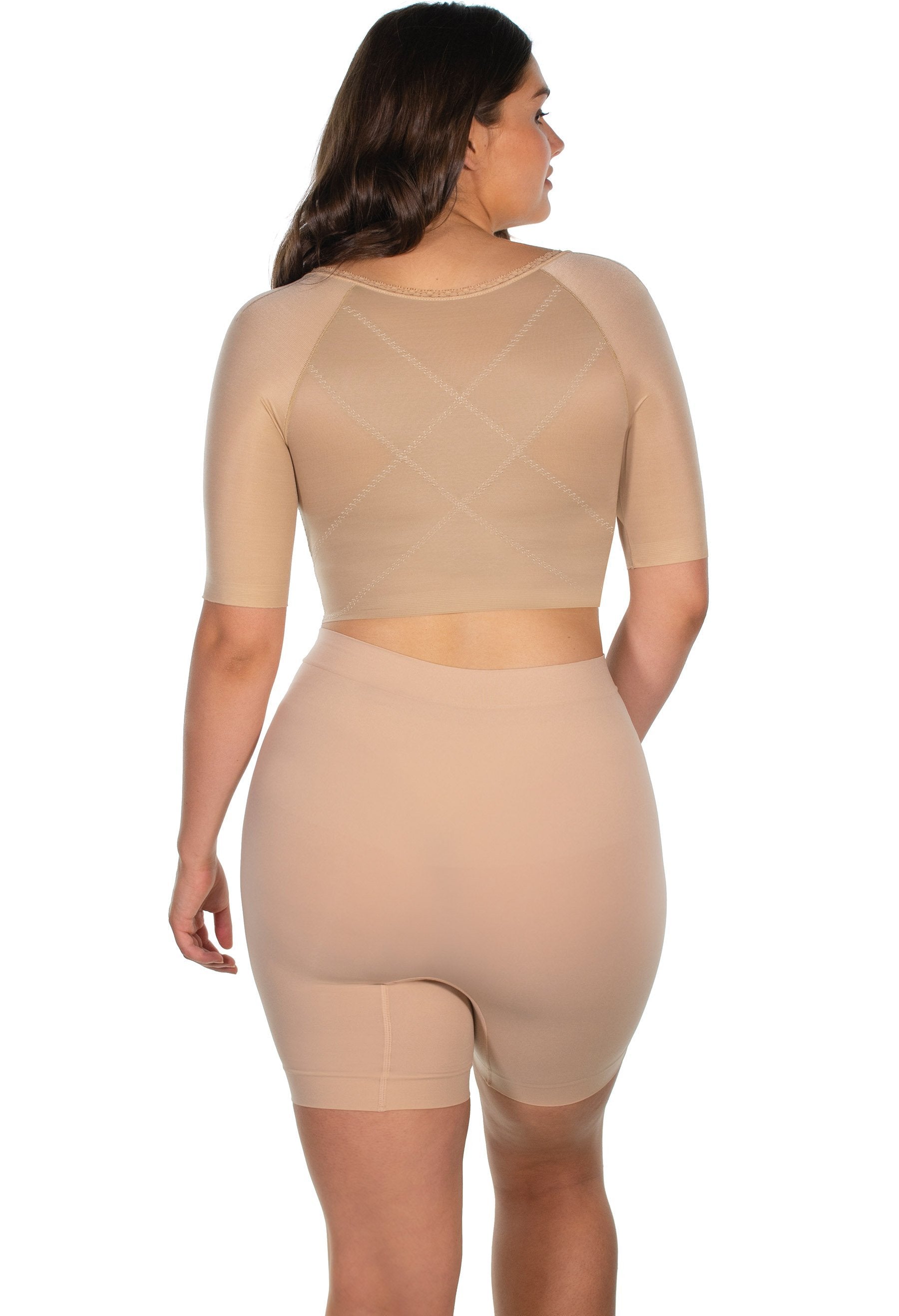 nude shaping garment top smooths upper back invisible under clothing luxurious stretch satin material