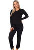 Bamboo Long Sleeve Relaxed Fit Tee - 2 Pack Black