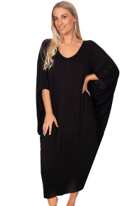 Bamboo V Neck Draped Dress - 2 Pack